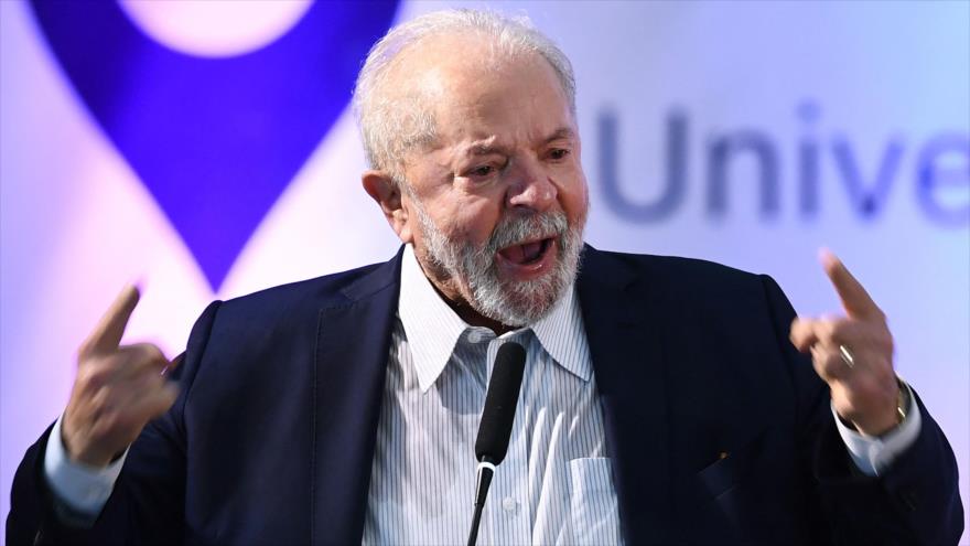 El expresdente Lula da Silva habla en la reunión anual de la Sociedad Brasileña para el Progreso de la Ciencia, 28 de julio de 2022. (Foto: AFP) 