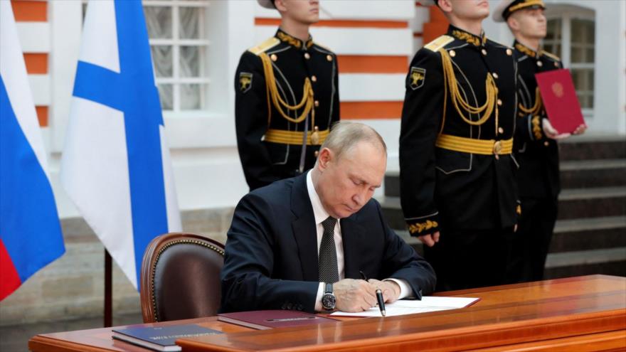 El presidente de Rusia, Vladimir Putin, aprueba la Doctrina Marítima de la Federación Rusa, 31 de julio de 2022. (Foto: Getty images)