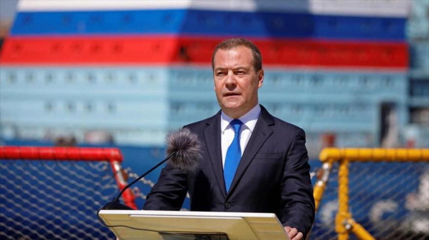Expresidente de Rusia, Dimitri Medvedev, durante un discurso. (Foto: Reuters)