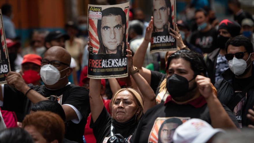 Una manifestación en apoyo de Alex Saab en Caracas, Venezuela, 4 de abril de 2022.