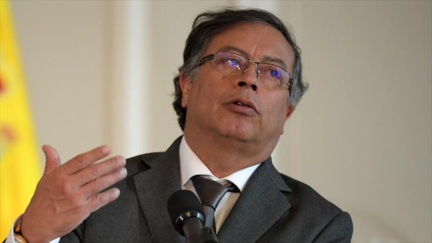 El presidente colombiano, Gustavo Petro, habla en un acto en Bogotá, Colombia, 24 de agosto de 2022. (Foto: NurPhoto)