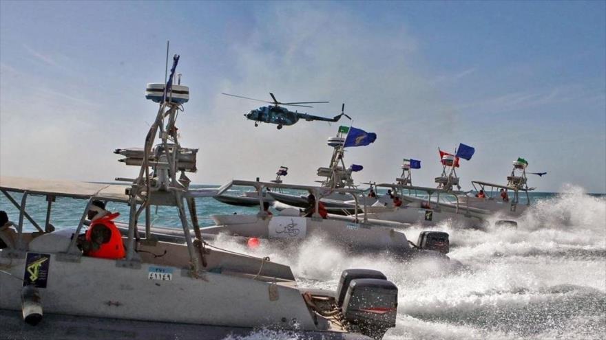 Fuerzas navales del CGRI de Irán en el Golfo Pérsico.