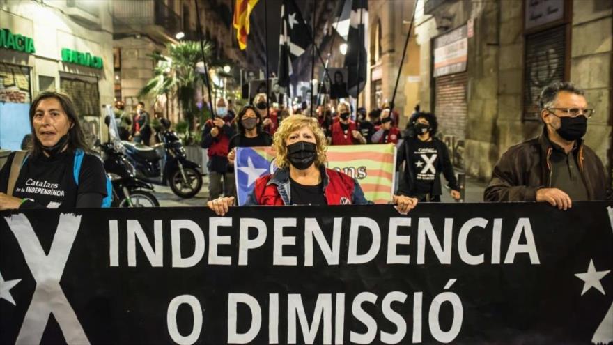 Una protestas de los independentistas en Cataluña, 27 de octubre de 2021. (Foto: Getty Images)