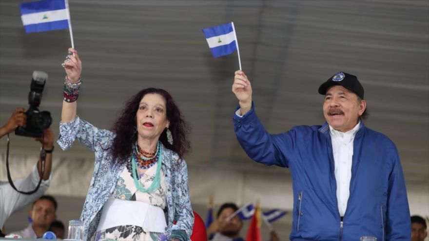 El presidente de Nicaragua, Daniel Ortega, y su vicepresidenta, Rosario Murillo, 14 de septiembre de 2022.