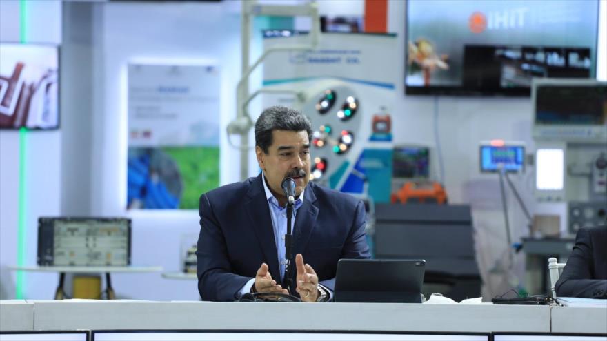 El presidente de Venezuela, Nicolás Maduro, ofrece un discurso desde la Expo Feria Científica Irán- Venezuela, que se desarrolla en Caracas, 15 de septiembre de 2022. (Foto: VTV)