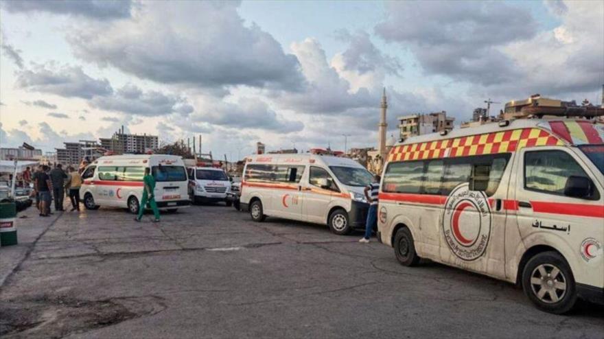 Ambulancias durante el proceso de rescate de migrantes en Tartus, Siria, 22 de septiembre de 2022. (Foto: Reuters)
