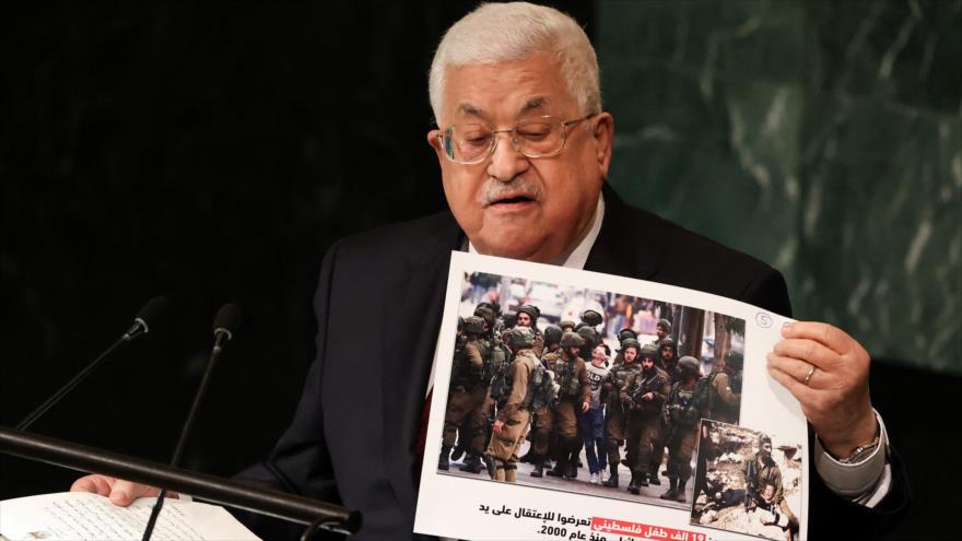 El presidente palestino, Mahmud Abás, habla ante la Asamblea General de la ONU, 23 de septiembre de 2022.