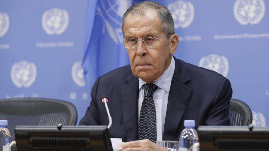 El canciller ruso, Serguéi Lavrov, durante una rueda de prensa. 