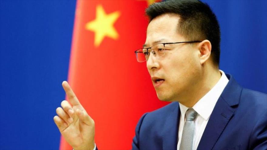 Portavoz del Ministerio de Relaciones Exteriores de China, Zhao Lijian, en una conferencia de prensa en Pekín, China, 18 de marzo de 2022. (Foto: Reuters)