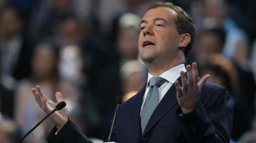 DmitrI Medvedev, vicepresidente del Consejo de Seguridad de Rusia, durante una conferencia en Moscú. (Foto: Sputnik)