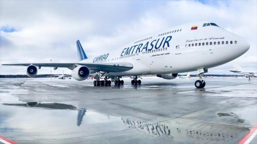 El avión venezolano Boeing 747 de la empresa Emtrasur fue retenida en Argentina desde el 6 de junio.