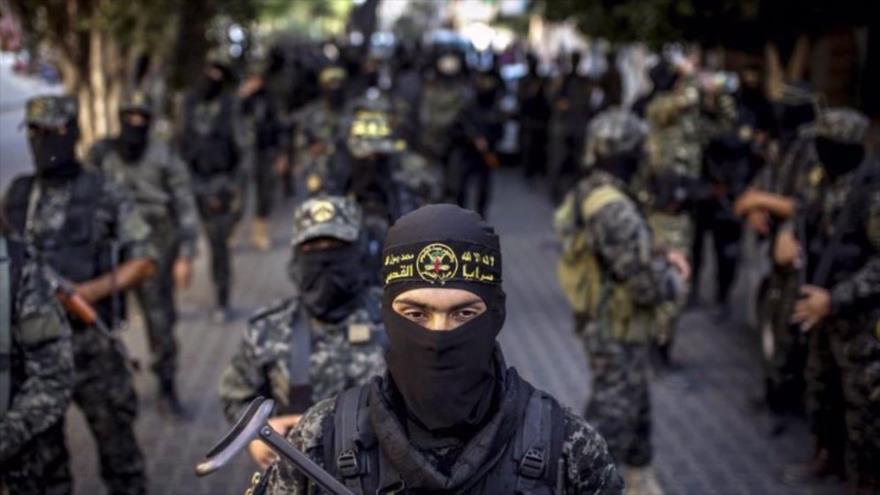Miembros de la Yihad Islámica Palestina durante un desfile militar en la ciudad de Gaza.