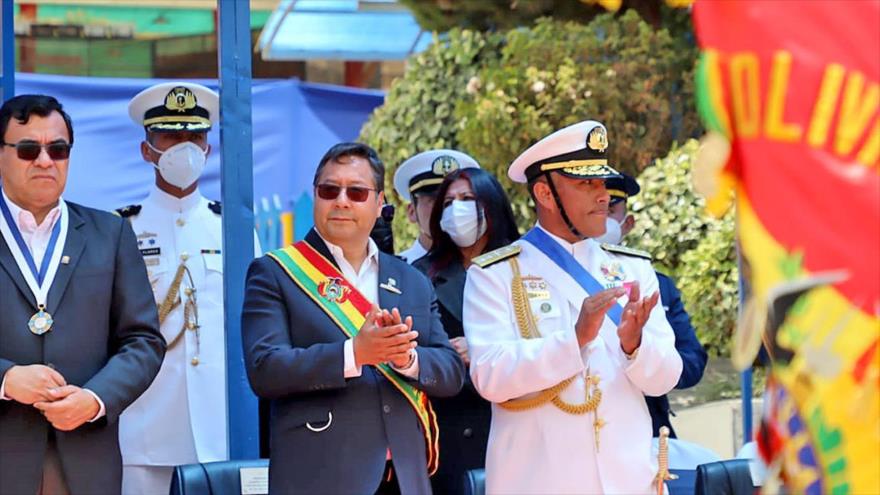 El presidente de Bolivia, Luis Arce, en un acto por el 196 aniversario de la Armada, 05 de diciembre de 2022.