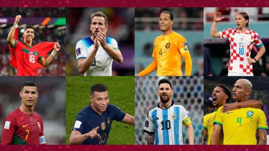Figuras de los 8 clasificados a los cuartos de final en la Copa Mundial de Catar 2022.