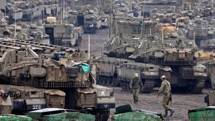 Fuerzas y vehículos israelíes en los ocupados altos del Golán, 14 de noviembre de 2022. (Foto: AFP)