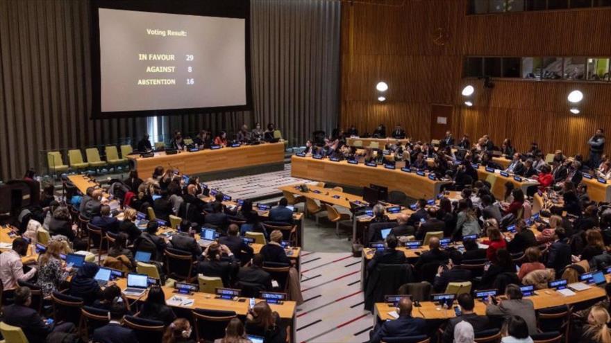 El ECOSOC adopta una resolución redactada por EE.UU. para sacar a Irán de la CSW de la ONU, 14 de diciembre de 2022. (Foto: Reuters)