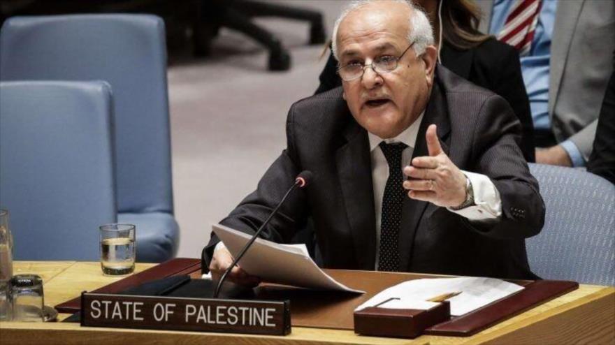 El embajador de Palestina ante la ONU, Riad Mansur.