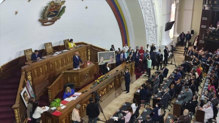 La sesión de juramento de Jorge Rodríguez, como nuevo presidente de la Asamblea Nacional (AN) de Venezuela, Caracas, 5 de enero de 2023. 