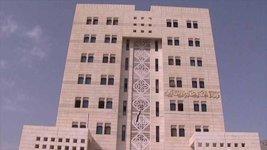 Fachada del Edificio del Ministerio de Asuntos Exteriores y Expatriados de Siria en Damasco.