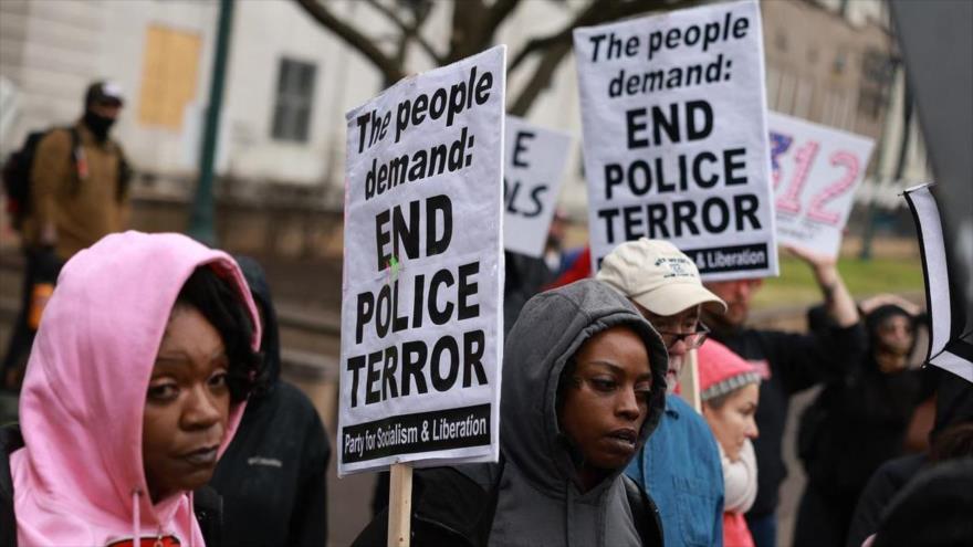 Protesta en la localidad de Memphis (estado de Tennesse), contra violencia policias tras muerte de Tyre Nichols, 29 de enero de 2023.