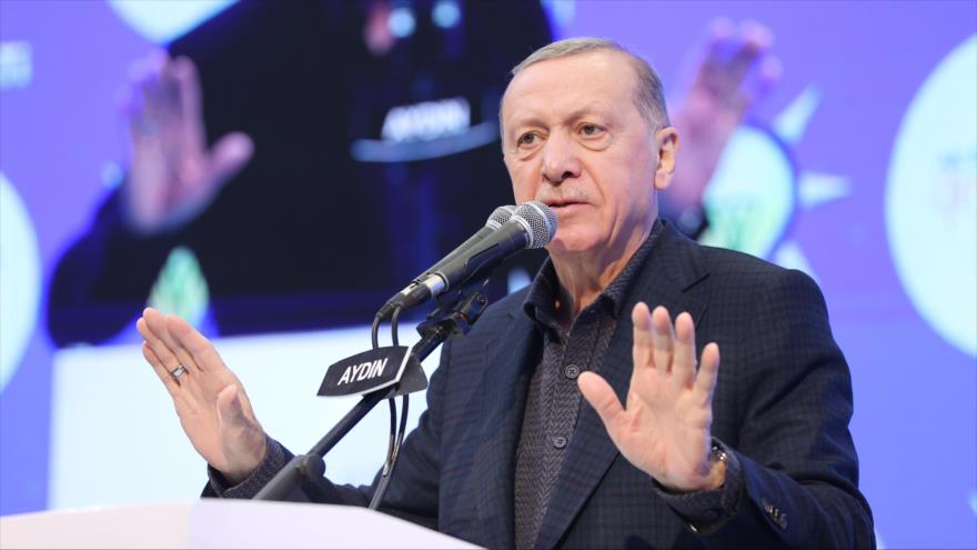 El presidente de Turquía, Recep Tayyip Erdogan, en un acto en la ciudad de Aydin, 5 de febrero de 2023.