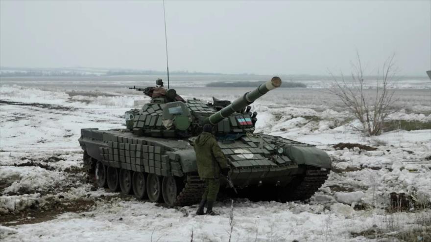 Tanque de milicianos prorrusos en la región de Donetsk.
