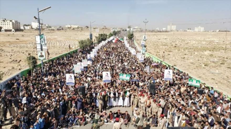 Marchan en Yemen para apoyar a Palestina y advertir a agresores