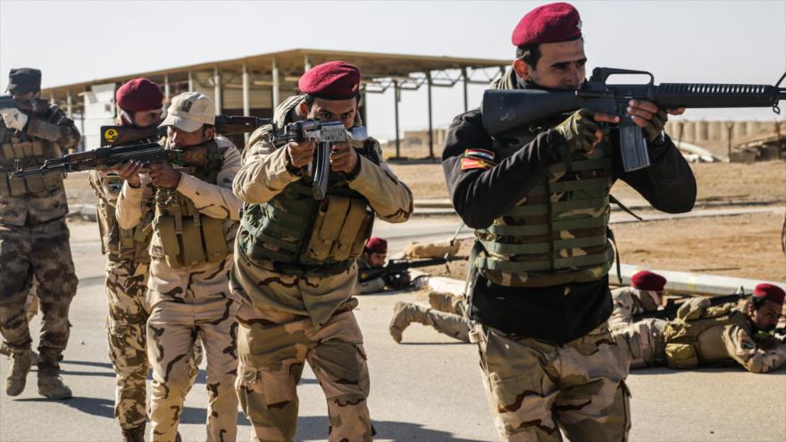 Fuerzas iraquíes durante una sesión de ejercicio militar.