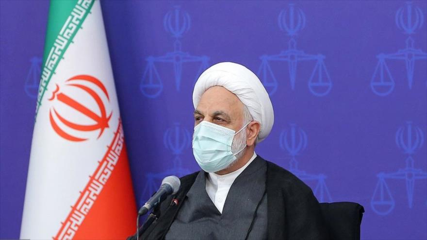 El presidente del Poder Judicial de Irán, Qolam Hosein Mohseni Eyei, en una reunión en Teherán, capital, 13 de marzo de 2023. (Foto: Mizan)