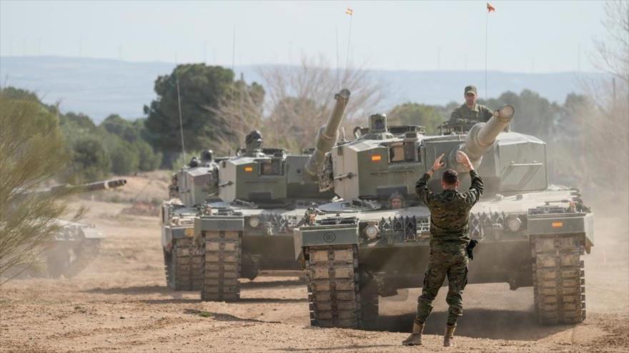 Militares ucranianos reciben formación sobre tanques Leopard en Zaragoza, España. (Foto: Bloomberg)