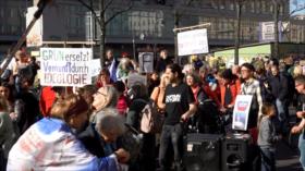 Alemanes protestan para exigir a Gobierno no enviar armas a Ucrania