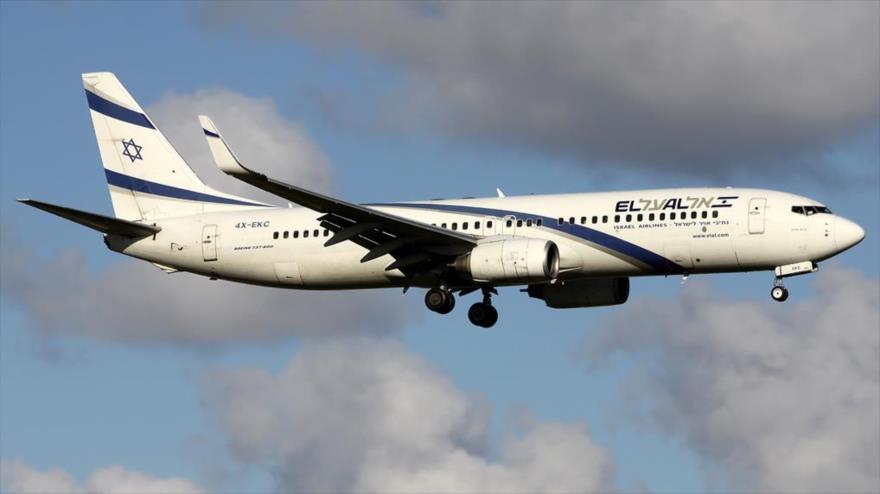 Un avión de pasajeros de la aerolínea El Al del régimen israelí.