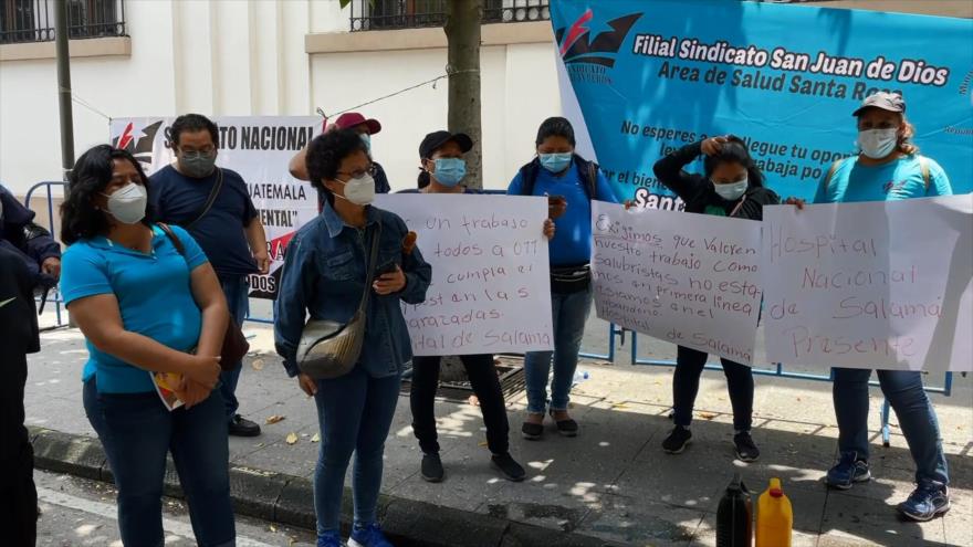 En Guatemala, salubristas exigen mejora de sus condiciones laborales