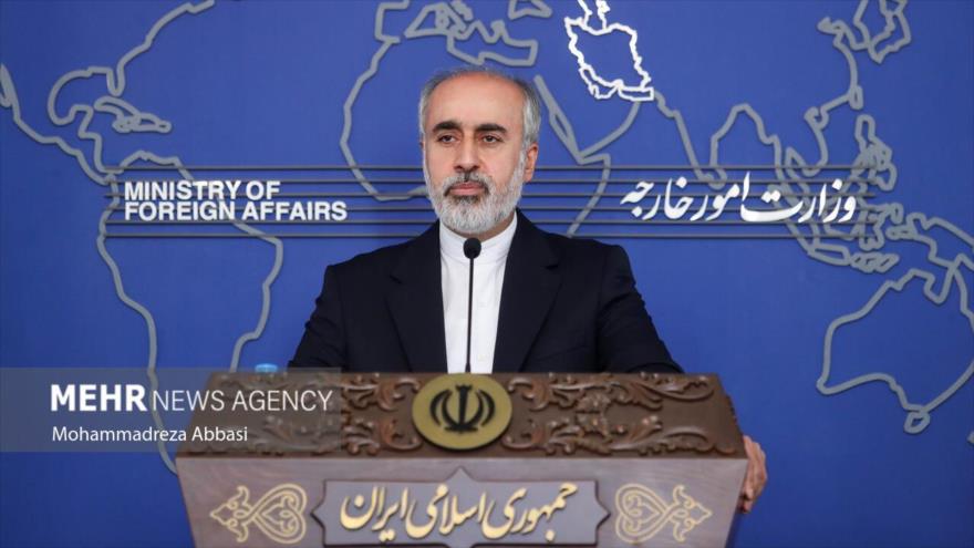 El portavoz de la Cancillería de Irán, Naser Kanani, en una rueda de prensa en Teherán, la capital.