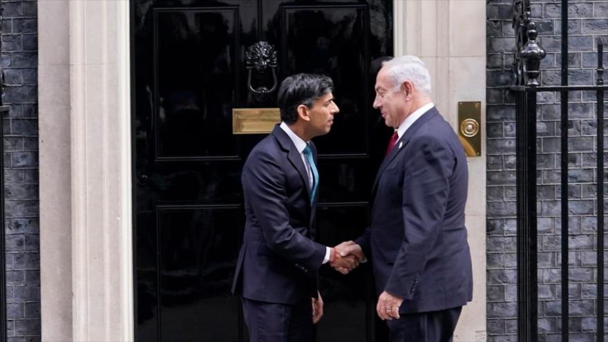 El premier de Israel, Benjamín Netanyahu (dcha.), y su par británico, Rishi Sunak, reunidos en Londres, 24 de marzo de 2023.