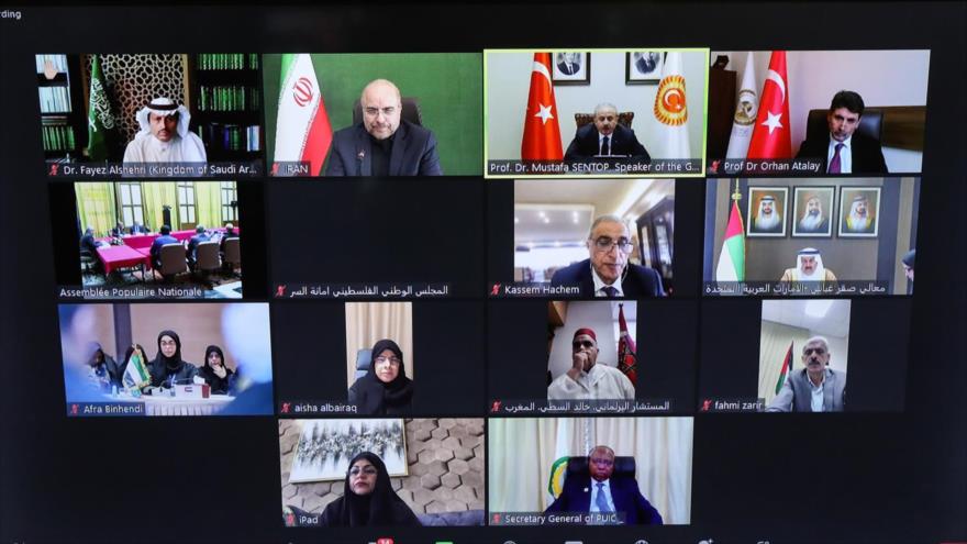 Una reunión virtual urgente del Comité de Palestina de la Unión Parlamentaria de los Estados miembros de la OCI, 10 de abril de 2023. (Foto: ICANA)