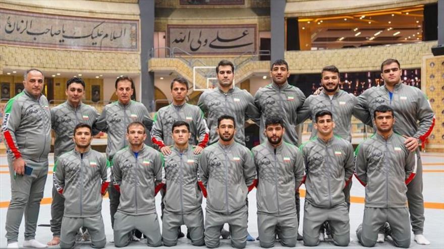 La selección iraní de lucha grecorromana.