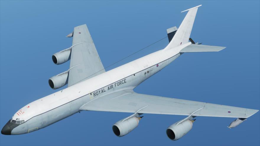 Avión de reconocimiento Boeing RC-135 de la Real Fuerza Aérea del Reino Unido.
