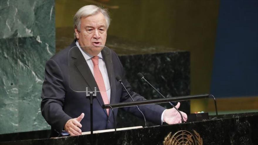 El secretario general de la Organización de las Naciones Unidas (ONU), António Guterres, habla en la ONU, Nueva York, EE.UU.