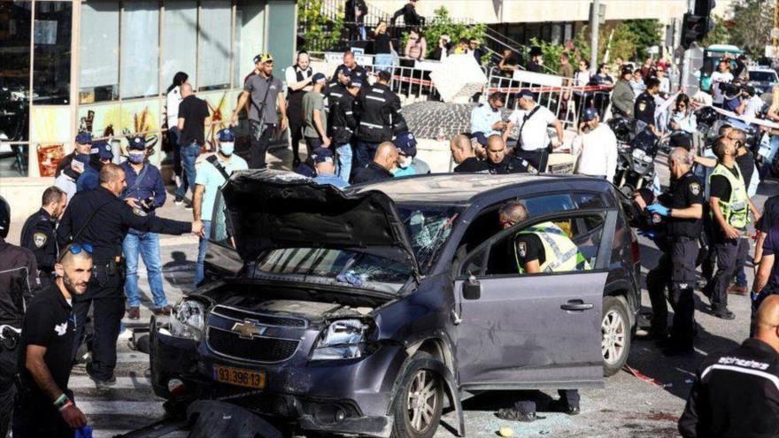 La escena de un ataque de atropello de automóvil en Al-Quds, 24 de abril de 2023. (Foto: Shehab)