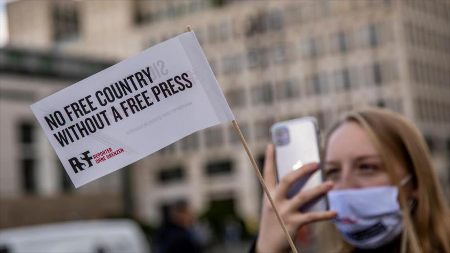 Una protesta de Reporteros Sin Fronteras en Berlín, capital de Alemania. (Foto: Getty Images)