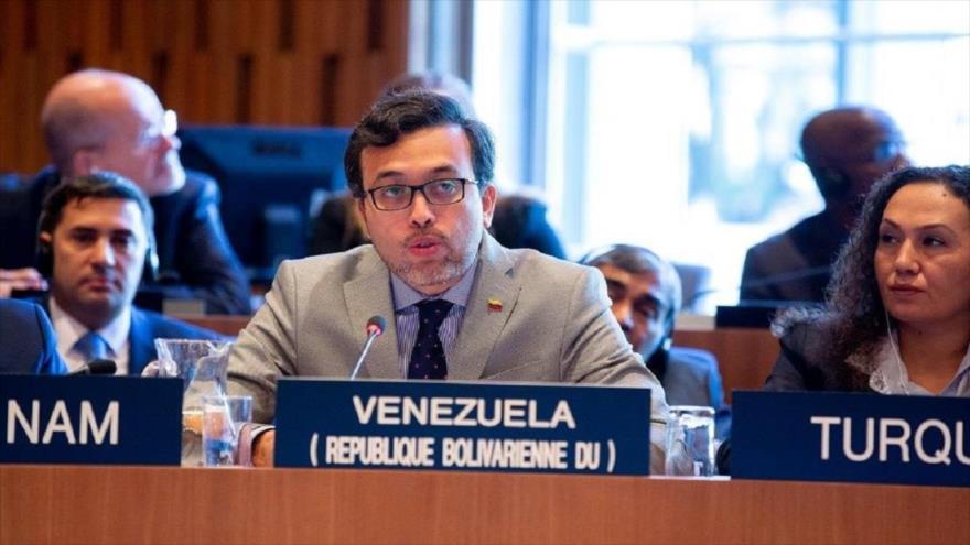 El representante de Venezuela ante la ONU, Héctor Constant, durante una sesión del organismo. 