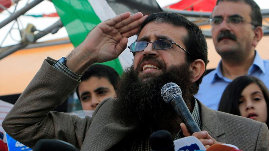 Jader Adnan, uno de los dirigentes del movimiento Yihad Islámica Palestina en Cisjordania, durante una manifestación, Cisjordania, 12 de julio de 2015. (Foto: Reuters)