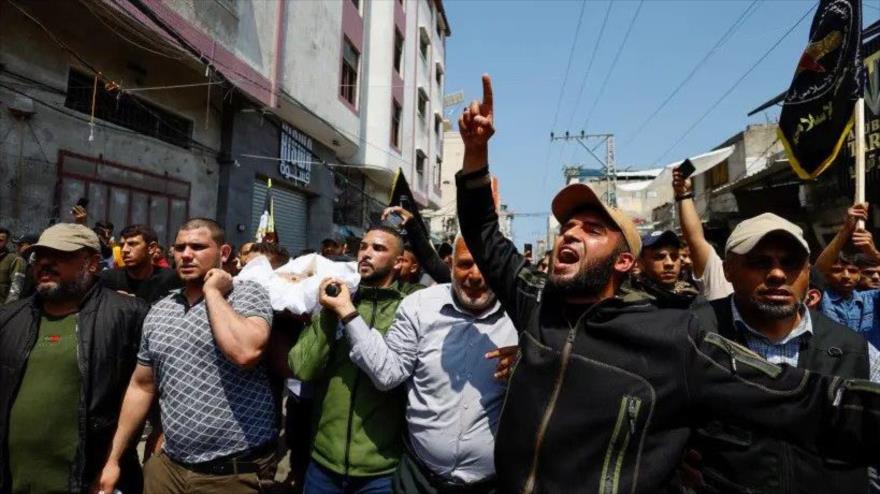 El funeral del alto comandante de la Yihad Islámica Palestina, Jalil al-Bahtini, asesinado en un ataque israelí, en Gaza, 9 de mayo de 2023.