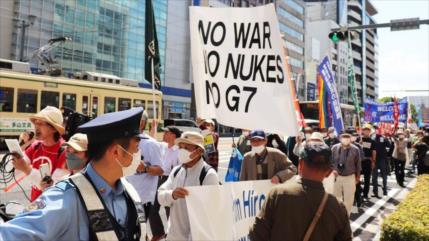 “Es promotor de guerras”: Japoneses protestan antes de cumbre de G7