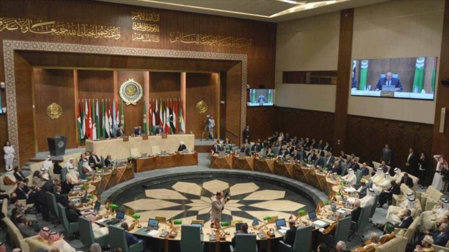 Una reunión de emergencia de los cancilleres de la Liga Árabe en El Cairo, 7 de mayo de 2023. 