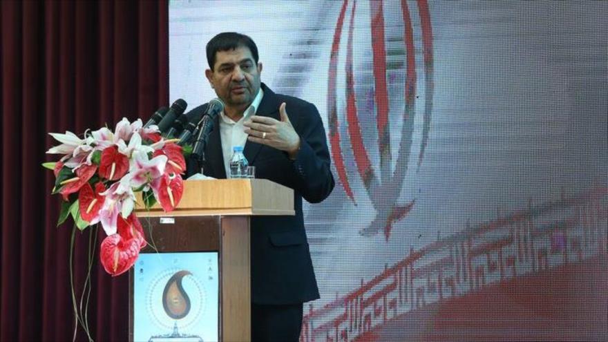 El primer vice presidente de Irán, Mohammad Mojber, en la 27 Exposición Internacional de Petróleo, Gas, Refinación y Petroquímica, Iran Oil Show 2023