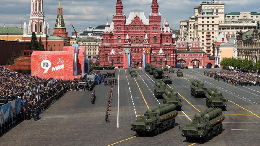 Desfile militar en el 78.º aniversario de la victoria sobre la Alemania nazi, Moscú, 9 de marzo de 2023. (Foto: The Moscow Times)