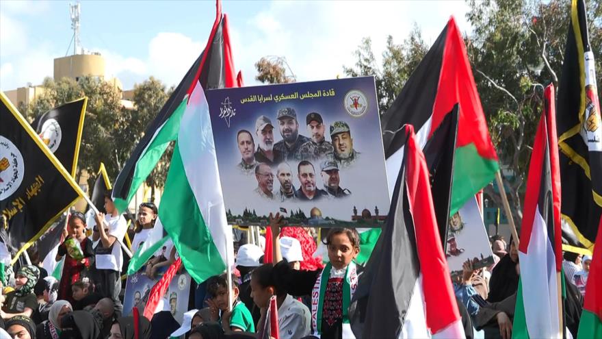 Palestinos honran a líderes de Resistencia asesinados en agresión israelí