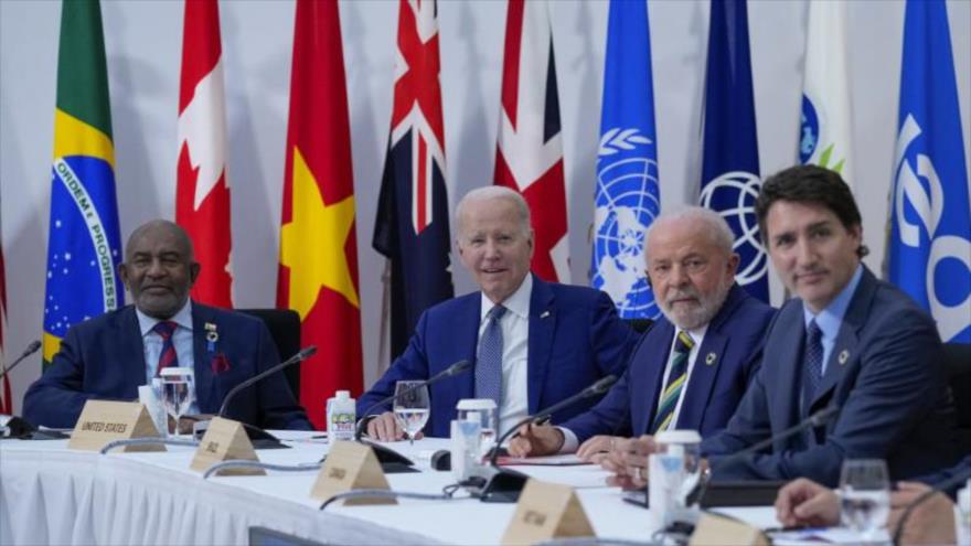 Presidente Lula (rodeado del presidente de EEUU, Joe Biden, y del primer Ministro de Canadá, Justin Trudeau) exige celeridad a la ONU para cesar el conflicto en Ucrania